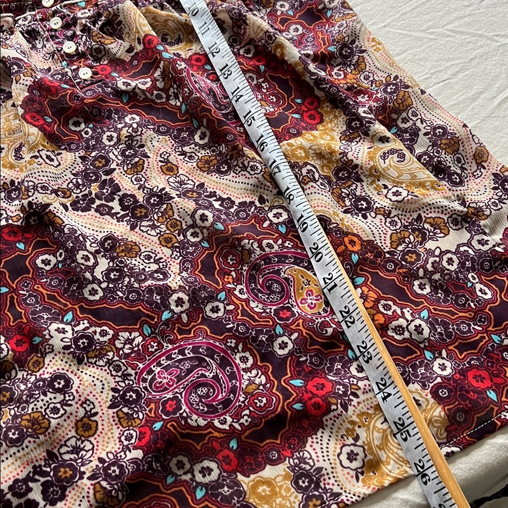 Sheer floral paisley print baby doll sleeveless top ties in back Large boho - Picture 8 of 10